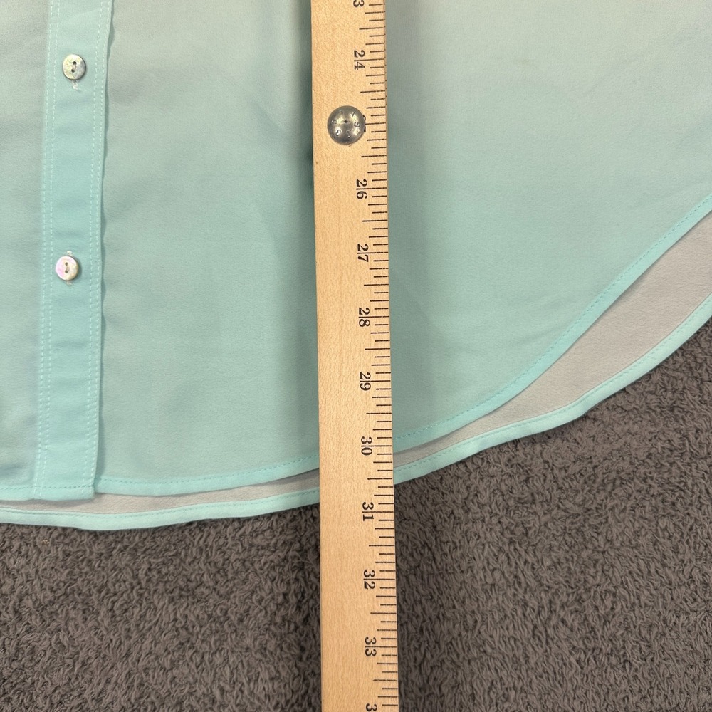 Chicos Shirt Women 3XL White Blue Ombre Coastal Sheer MOP Button Vacation Resort - Picture 10 of 16